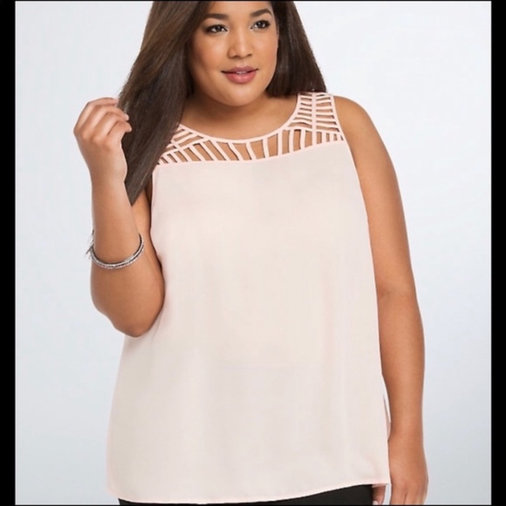 Torrid blush pink lattice top